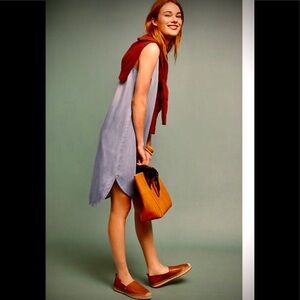 SALE NWOT Anthropologie Chambray bow-tied dress M Gray